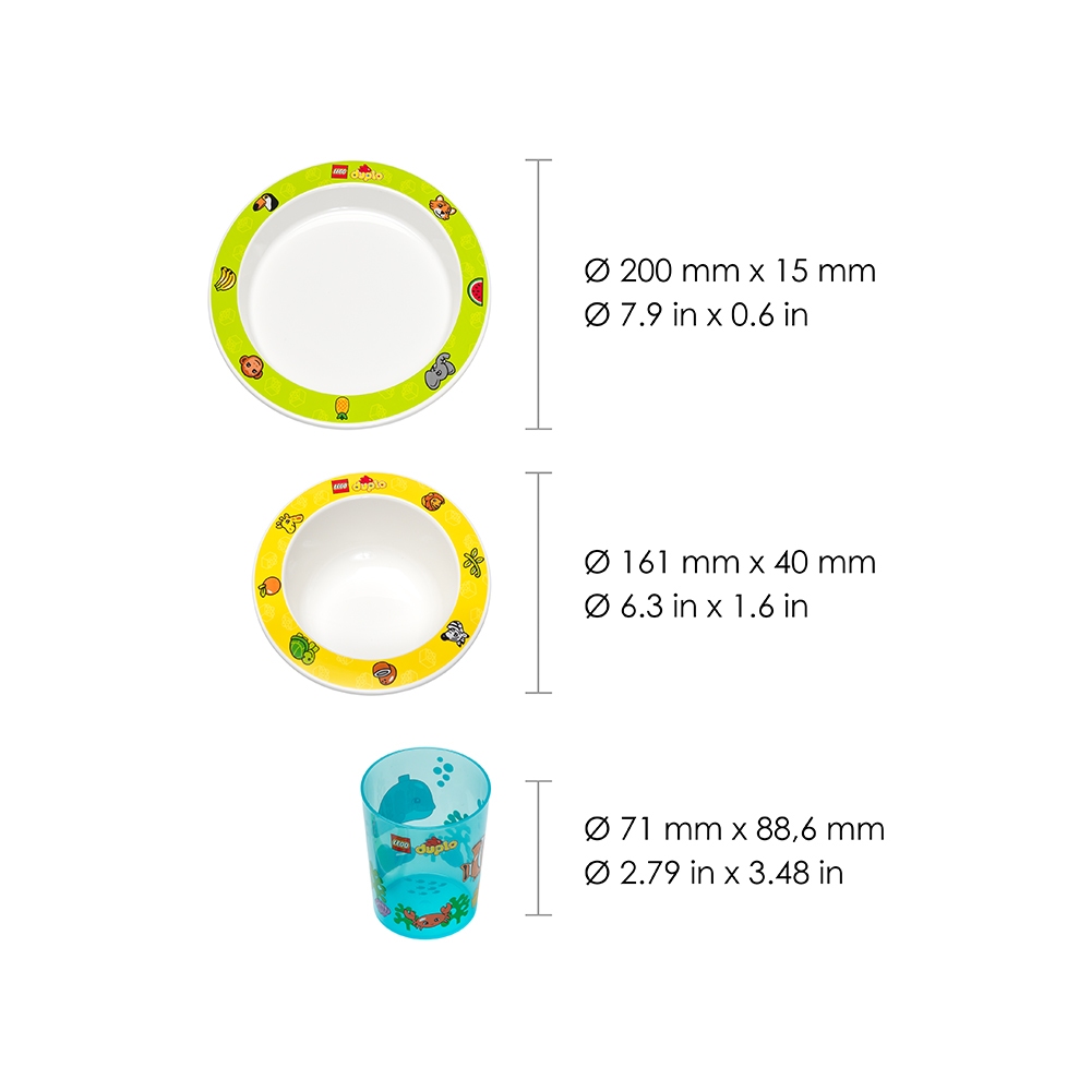 เซ็ท จานอาหารเด็ก เลโก้  และ แก้วน้ำเด็ก LEGO DUPLO Kids Tableware Set (3ชิ้น) ของแท้ 100%