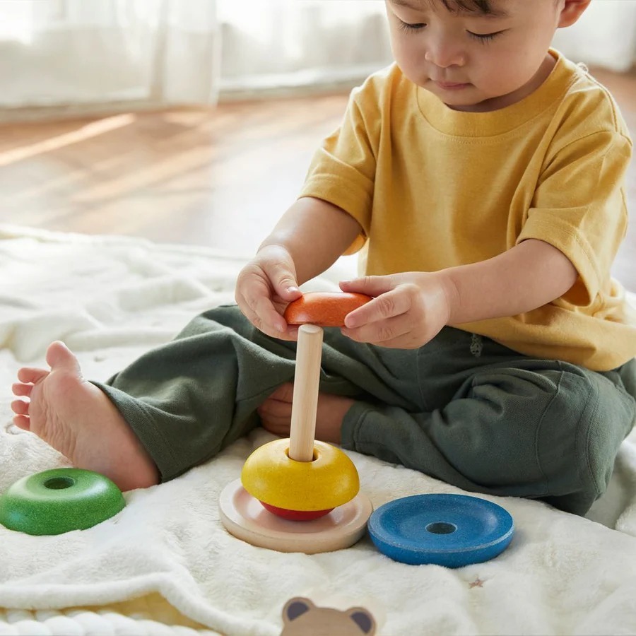PlanToys ของเล่นไม้ แปลนทอยส์ วงแหวนเรียงซ้อน หมีน้อย STACKING RING BEAR (1y+)
