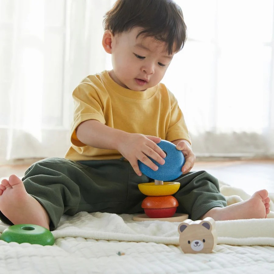 PlanToys ของเล่นไม้ แปลนทอยส์ วงแหวนเรียงซ้อน หมีน้อย STACKING RING BEAR (1y+)