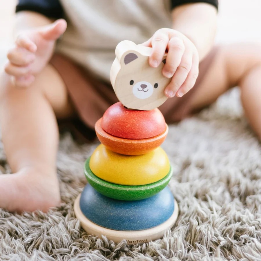 PlanToys ของเล่นไม้ แปลนทอยส์ วงแหวนเรียงซ้อน หมีน้อย STACKING RING BEAR (1y+)