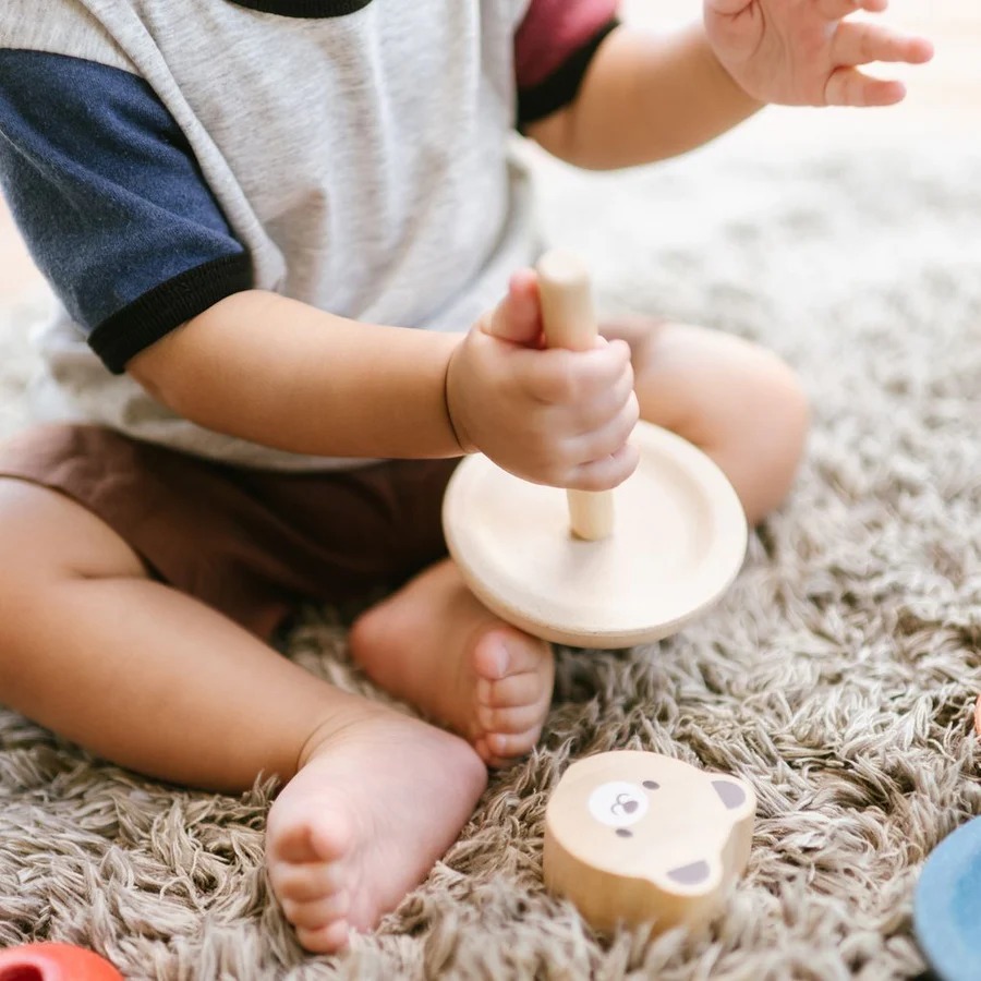 PlanToys ของเล่นไม้ แปลนทอยส์ วงแหวนเรียงซ้อน หมีน้อย STACKING RING BEAR (1y+)