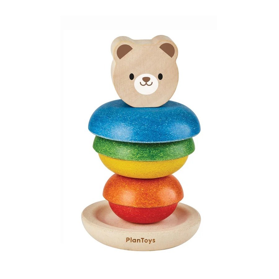 PlanToys ของเล่นไม้ แปลนทอยส์ วงแหวนเรียงซ้อน หมีน้อย STACKING RING BEAR (1y+)