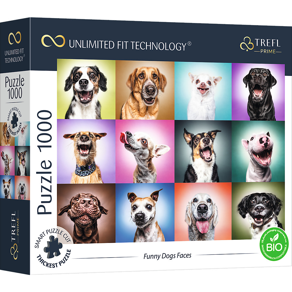 TREFL PRIME Jigsaw จิ๊กซอว์ จำนวน 1000 ชิ้น รุ่น Funny Dogs Faces (68.3x48 cm.) นำเข้าจากยุโรป