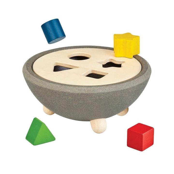 PlanToys ของเล่นไม้ แปลนทอยส์ หยอดบล็อก กล่องแยกรูปทรง เสริมพัฒนาการ SHAPE SORTING BOWL (1y+)