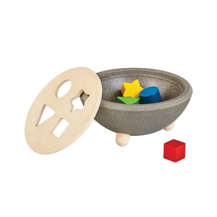 PlanToys ของเล่นไม้ แปลนทอยส์ หยอดบล็อก กล่องแยกรูปทรง เสริมพัฒนาการ SHAPE SORTING BOWL (1y+)