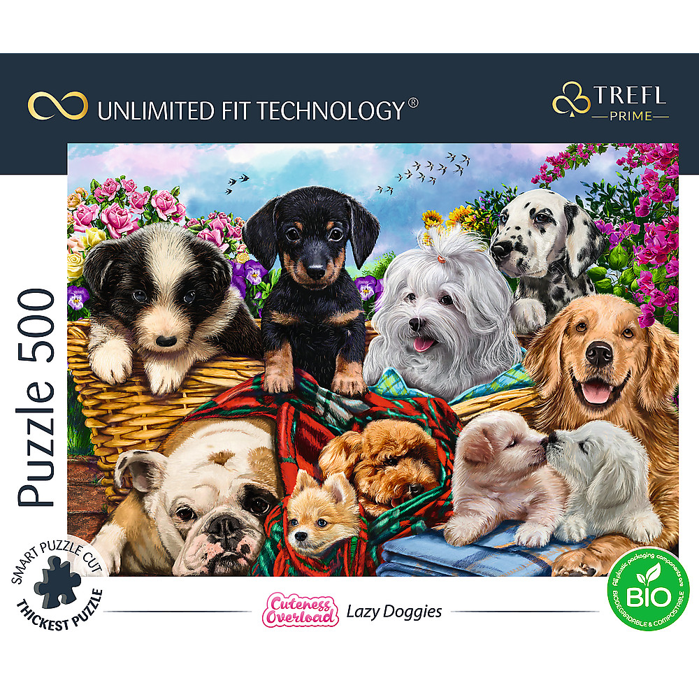 TREFL PRIME Jigsaw จิ๊กซอว์ จำนวน 500 ชิ้น รุ่น Lazy Doggies (48x34 cm.) นำเข้าจากยุโรป คุณภาพสูง พร้อมส่ง