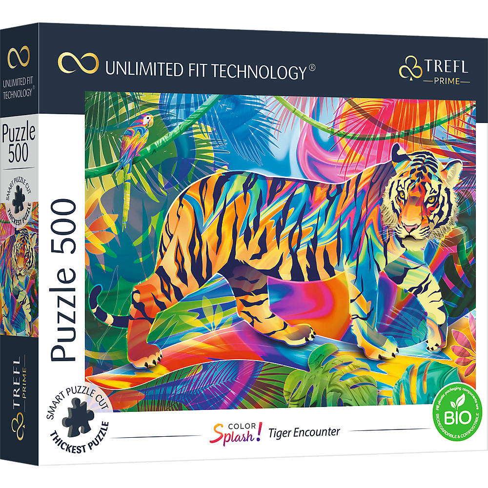 TREFL PRIME Jigsaw จิ๊กซอว์ จำนวน 500 ชิ้น รุ่น Tiger Encounter (48x34 cm.) นำเข้าจากยุโรป พร้อมส่ง