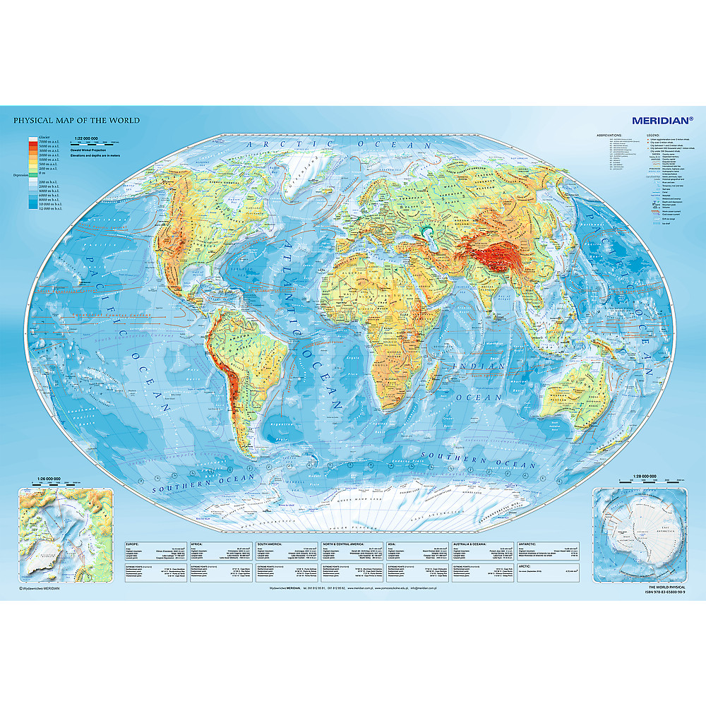 TREFL Jigsaw จิ๊กซอว์ แผนที่โลก 1000 ชิ้น รุ่น Physical Map of the World (68.3x48 cm.) ผลิตและนำเข้าจากยุโรป คุณภาพสูง