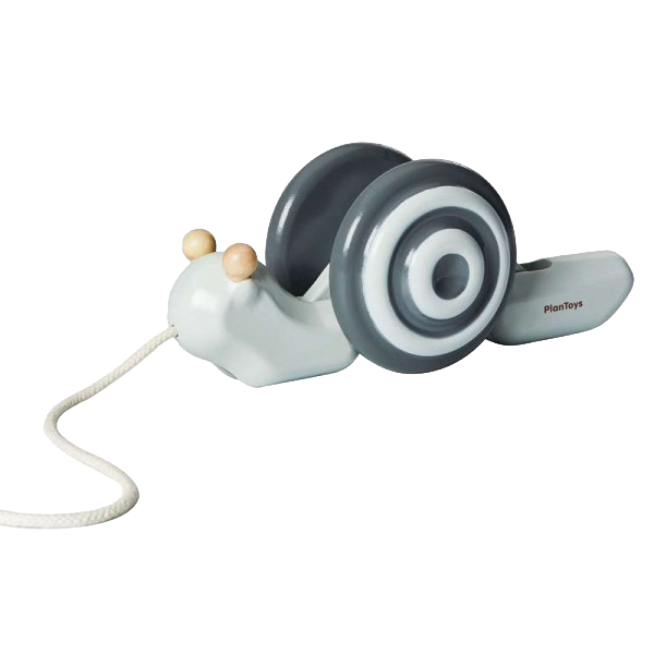 PlanToys ของเล่นไม้ แปลนทอยส์ หอยทากลากจูง- สีโมโนโทน Pull-Along Snail Mono (1y+)
