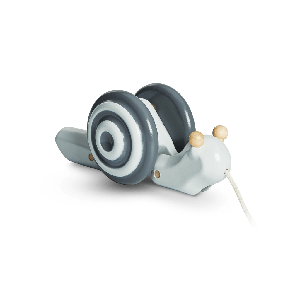 PlanToys ของเล่นไม้ แปลนทอยส์ หอยทากลากจูง- สีโมโนโทน Pull-Along Snail Mono (1y+)