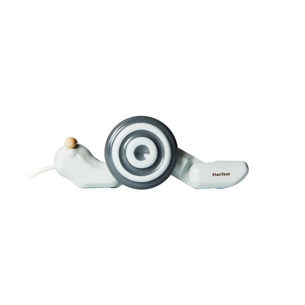 PlanToys ของเล่นไม้ แปลนทอยส์ หอยทากลากจูง- สีโมโนโทน Pull-Along Snail Mono (1y+)