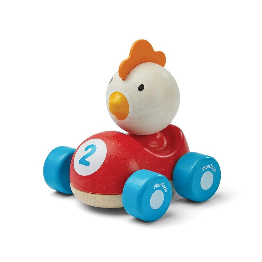 PlanToys ของเล่นไม้ แปลนทอยส์ รถแข่งลูกไก่ ของเล่นเสริมทักษะ เสริมพัฒนาการ CHICKEN RACER (1y+)