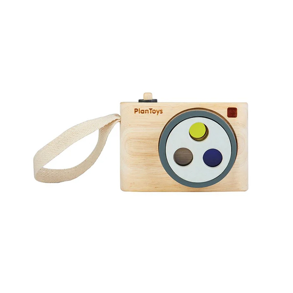 PlanToys ของเล่นไม้ แปลนทอยส์ กล้องถ่ายรูปเลนส์หลากสี COLORED SNAP CAMERA NEW EDITION (3y+)