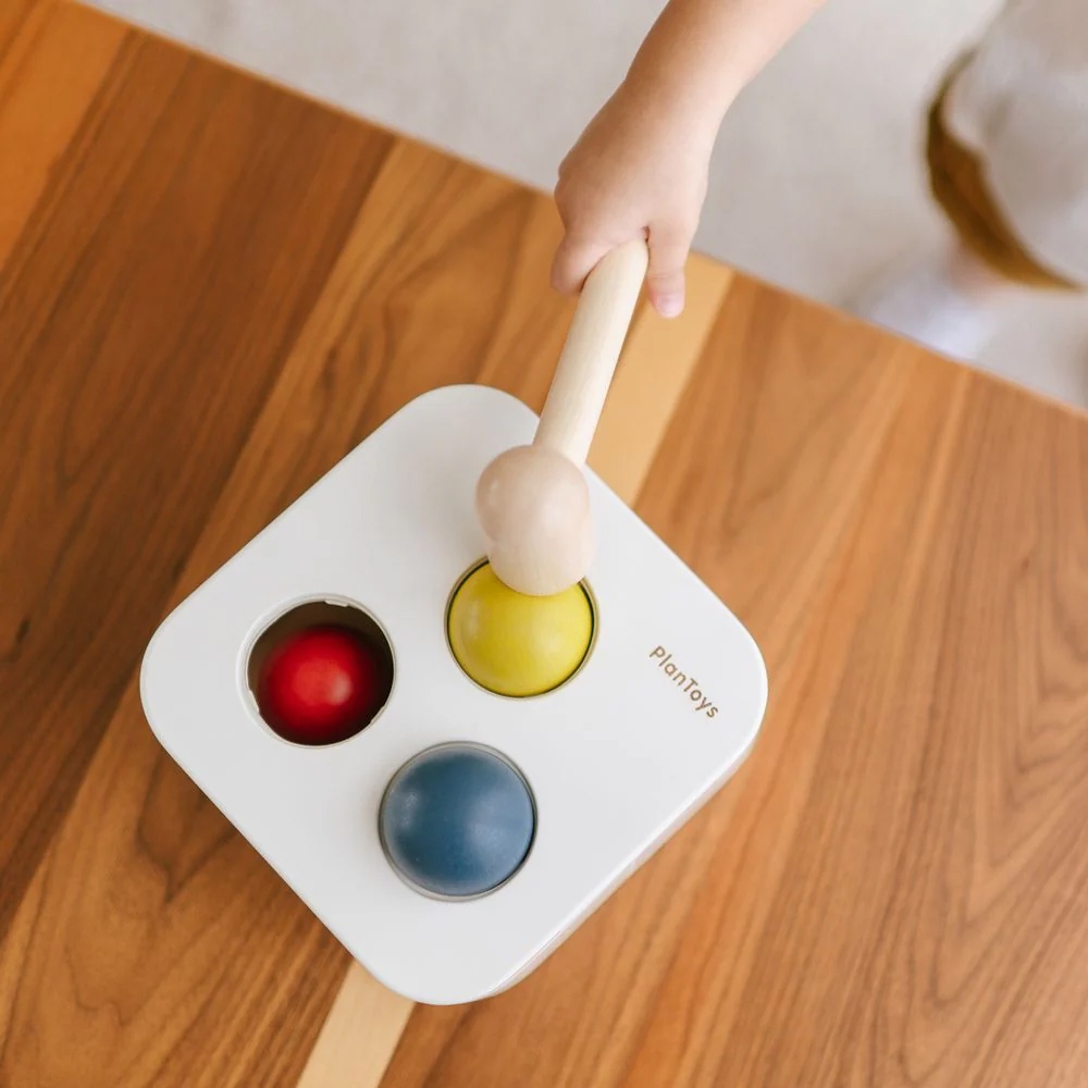 PlanToys ของเล่นไม้ แปลนทอยส์ กล่องตอกลูกบอล ทุบบอล เสริมพัฒนาการ Punch & Drop Bin (1y+)