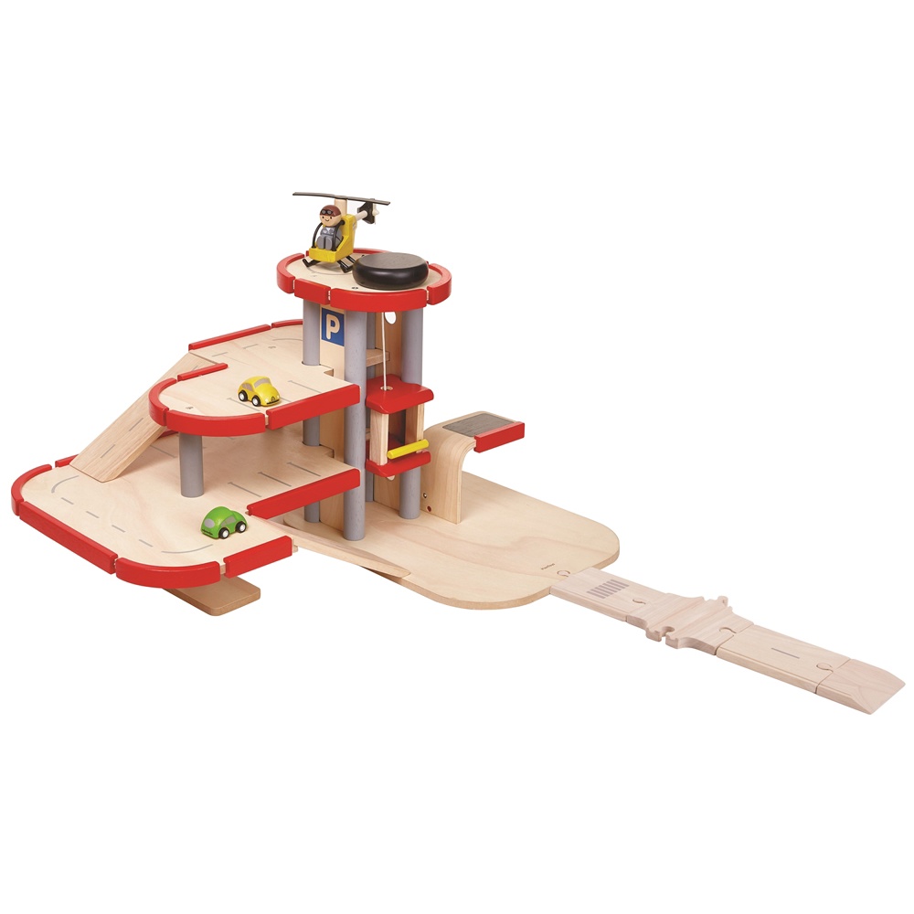 PlanToys ของเล่นไม้ แปลนทอยส์ ชุดลานจอดรถ 3 ชั้น ของเล่นเสริมทักษะ PARKING GARAGE (3y+)