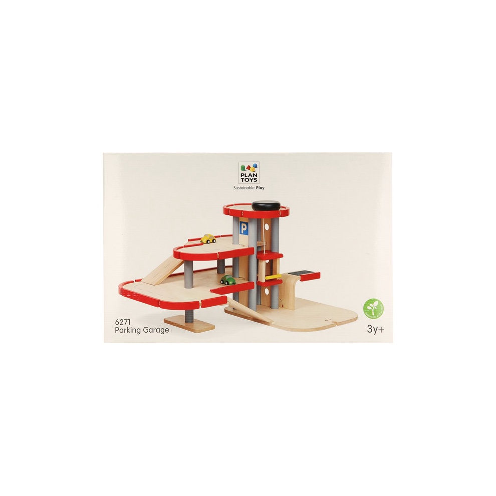 PlanToys ของเล่นไม้ แปลนทอยส์ ชุดลานจอดรถ 3 ชั้น ของเล่นเสริมทักษะ PARKING GARAGE (3y+)