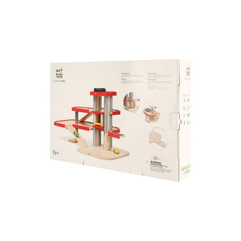 PlanToys ของเล่นไม้ แปลนทอยส์ ชุดลานจอดรถ 3 ชั้น ของเล่นเสริมทักษะ PARKING GARAGE (3y+)
