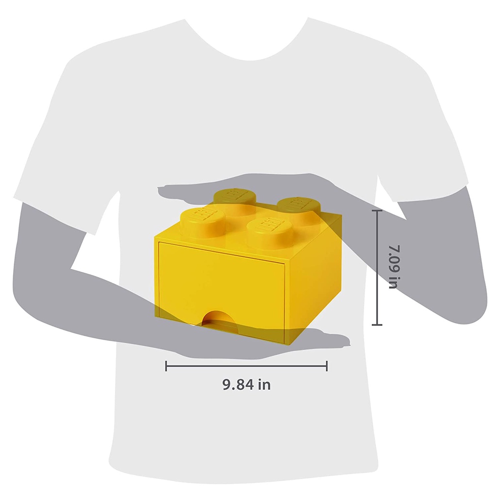 LEGO Storage Drawer Brick 4 Yellow กล่องเลโก้ มีลิ้นชัก กล่องอเนกประสงค์ สีเหลือง 25x25x18 cm