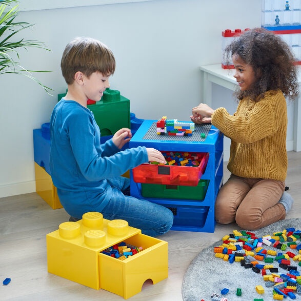 LEGO Storage Drawer Brick 4 Yellow กล่องเลโก้ มีลิ้นชัก กล่องอเนกประสงค์ สีเหลือง 25x25x18 cm