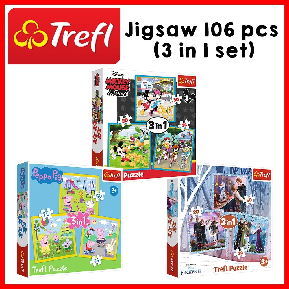 TREFL 3in1 Jigsaw จิ๊กซอว์เด็ก ลายดิสนี่ย์ 3in1 จำนวน 106 ชิ้น Disney Frozen Mickey (3ปี+) ของแท้