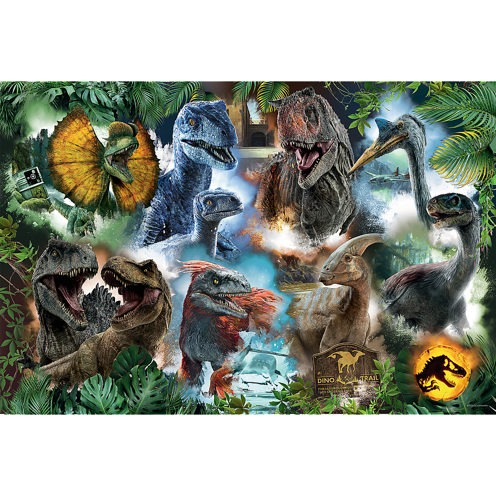 TREFL Jigsaw จิ๊กซอว์เด็ก 300 ชิ้น Favorite dinosaurs Jurassic Park ลิขสิทธิ์แท้ ผลิตและนำเข้าจากยุโรป (8ปี+)