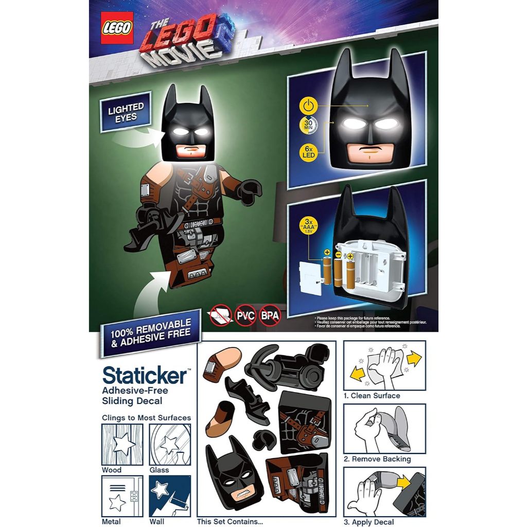 LEGO โคมไฟเลโก้ แบทแมน ติดผนัง Batman Mask Wall Lamp (with Wall Staticker Sticker) ลิขสิทธิ์แท้