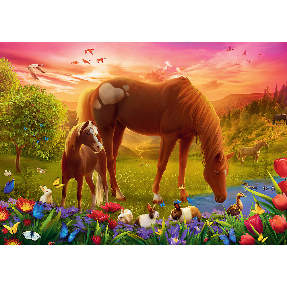 TREFL Jigsaw จิ๊กซอว์ จำนวน 500 ชิ้น รุ่น Horses in the Meadow (48x34 cm.) นำเข้าจากยุโรป พร้อมส่ง