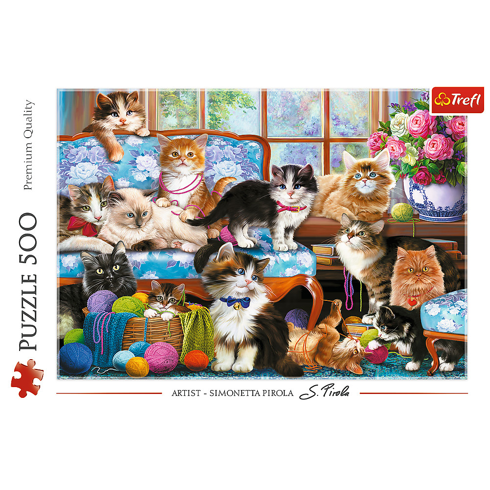 TREFL Jigsaw จิ๊กซอว์ จำนวน 500 ชิ้น รุ่น Cat Family (48x34 cm.) นำเข้าจากยุโรป พร้อมส่ง