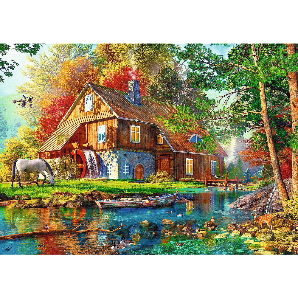 TREFL Jigsaw จิ๊กซอว์ 500 ชิ้น รุ่น Cottage by the river (48x34 cm.) ผลิตและนำเข้าจากยุโรป พร้อมส่ง