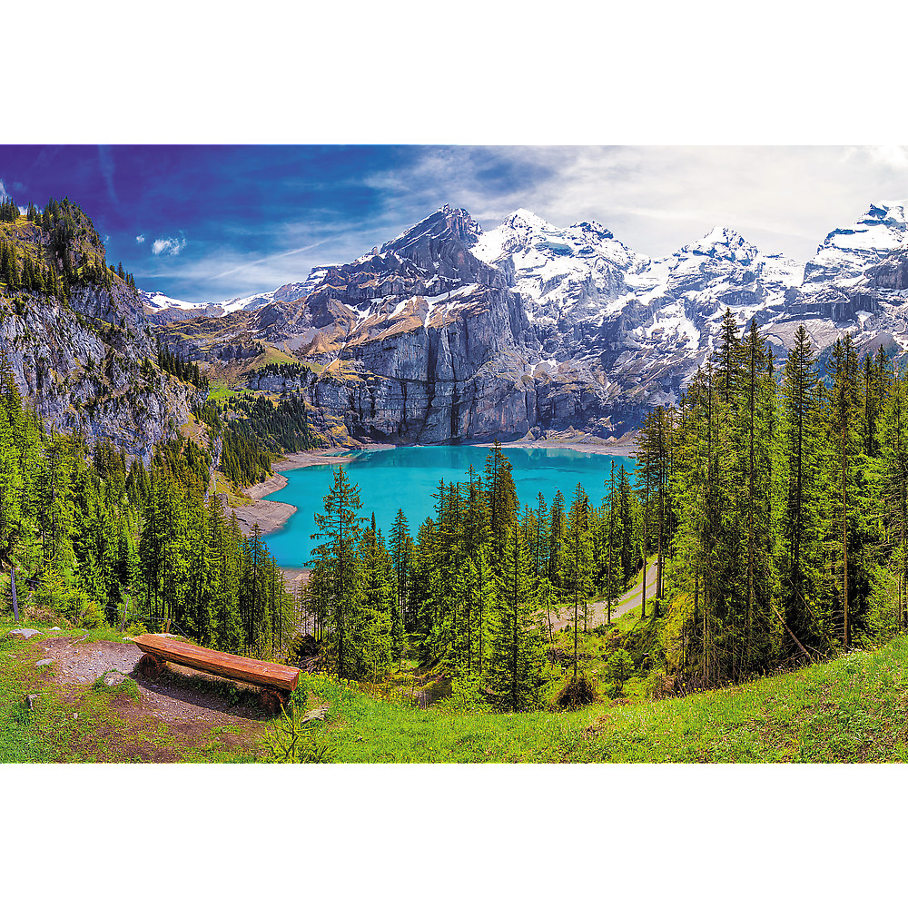 TREFL Jigsaw จิ๊กซอว์ จำนวน 1500 ชิ้น รุ่น Lake Oeschinen, Alps, Switzerland (85x58 cm.) ผลิตและนำเข้าจากยุโรป พร้อมส่ง