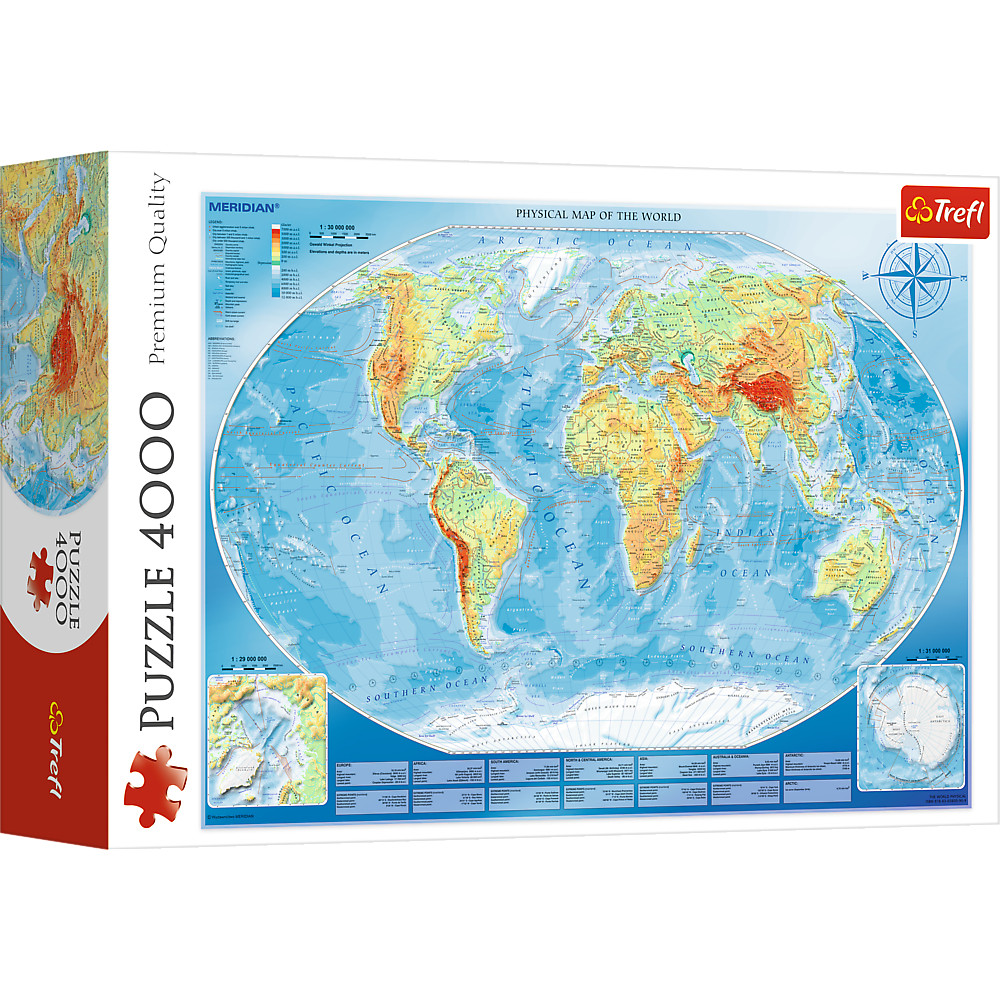 TREFL Jigsaw จิ๊กซอว์ จำนวน 4000 ชิ้น รุ่น Large physical map of the world (136x96 cm.) ผลิตและนำเข้าจากยุโรป