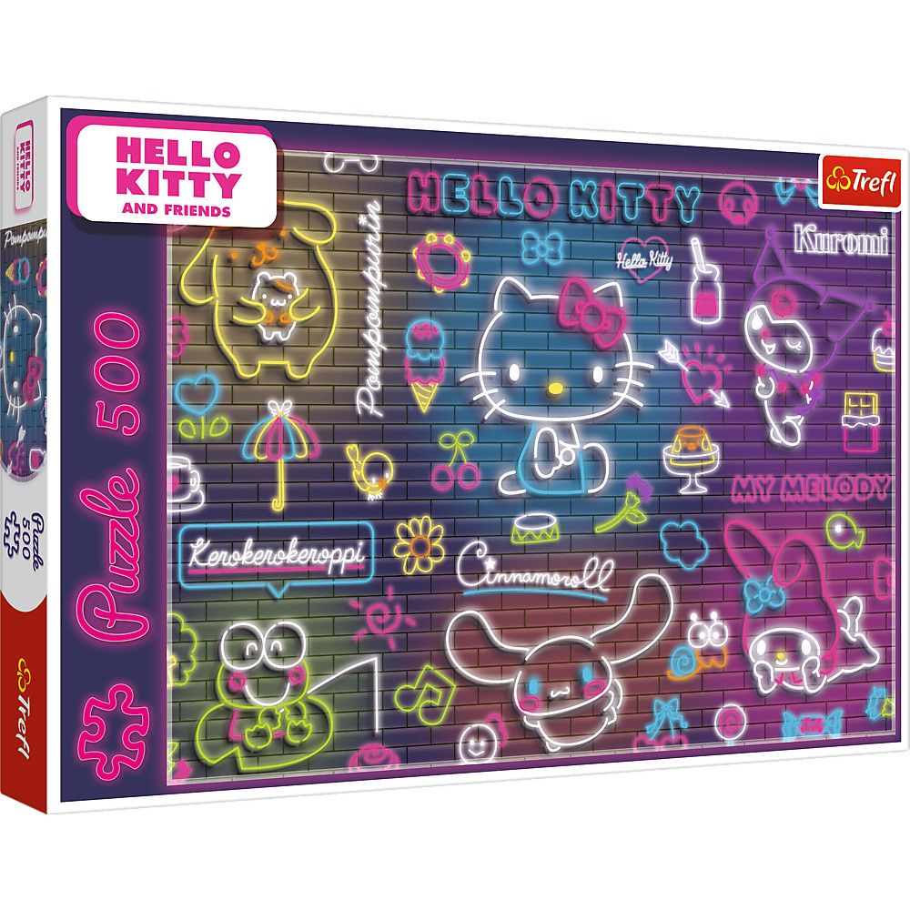 TREFL Jigsaw จิ๊กซอว์ คิตตี้ จำนวน 500 ชิ้น รุ่น Sanrio Neon Hello Kitty (48x34 cm.) ลิขสิทธิ์แท้ ผลิตและนำเข้าจากยุโรป