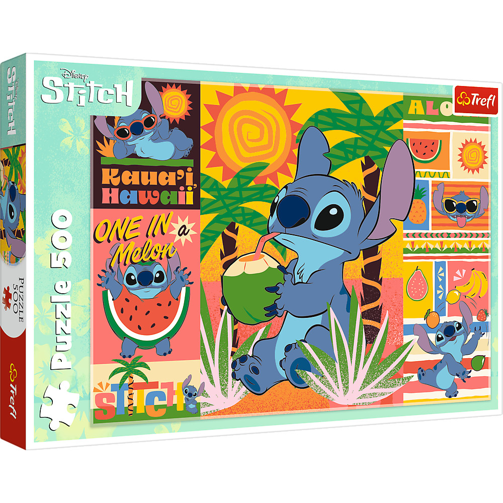 TREFL Jigsaw จิ๊กซอว์ ดิสนี่ย์ สติชท์ จำนวน 500 ชิ้น รุ่น Disney Holidays with Stitch (48x34 cm.) ลิขสิทธิ์แท้ พร้อมส่ง