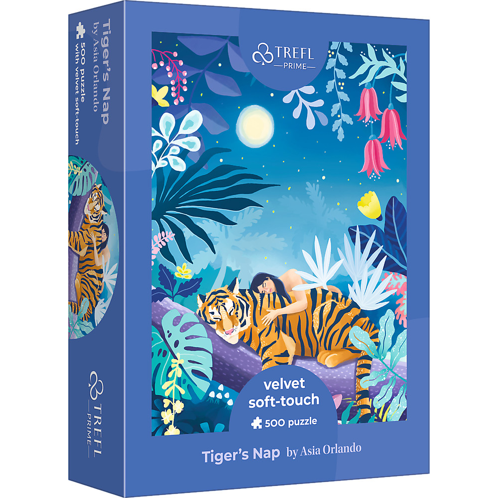 TREFL PRIME VELVET Jigsaw จิ๊กซอว์ จำนวน 500 ชิ้น รุ่น Tiger's Nap (48x34 cm.) ผลิตและนำเข้าจากยุโรป