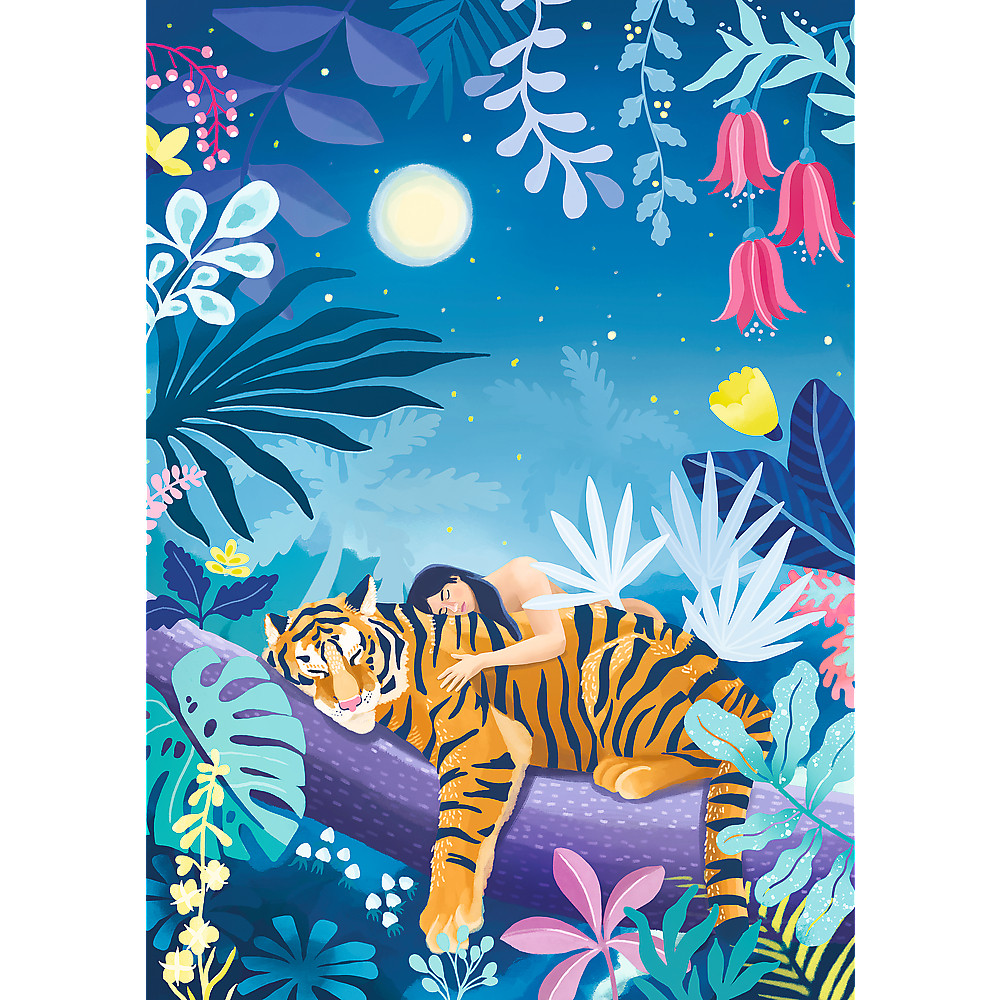 TREFL PRIME VELVET Jigsaw จิ๊กซอว์ จำนวน 500 ชิ้น รุ่น Tiger's Nap (48x34 cm.) ผลิตและนำเข้าจากยุโรป