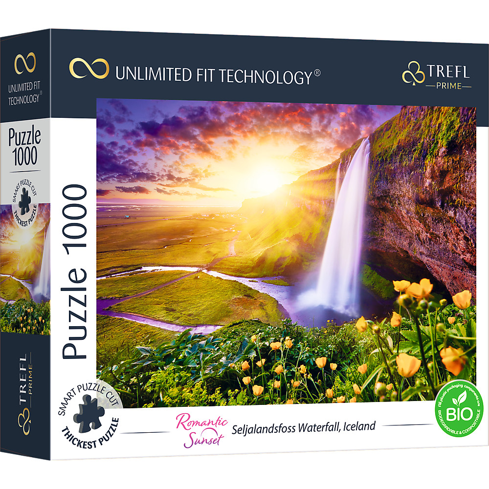 TREFL PRIME Jigsaw จิ๊กซอว์ จำนวน 1000 ชิ้น รุ่น Seljalandsfoss Waterfall, Iceland (68.3x48 cm.) ผลิตและนำเข้าจากยุโรป