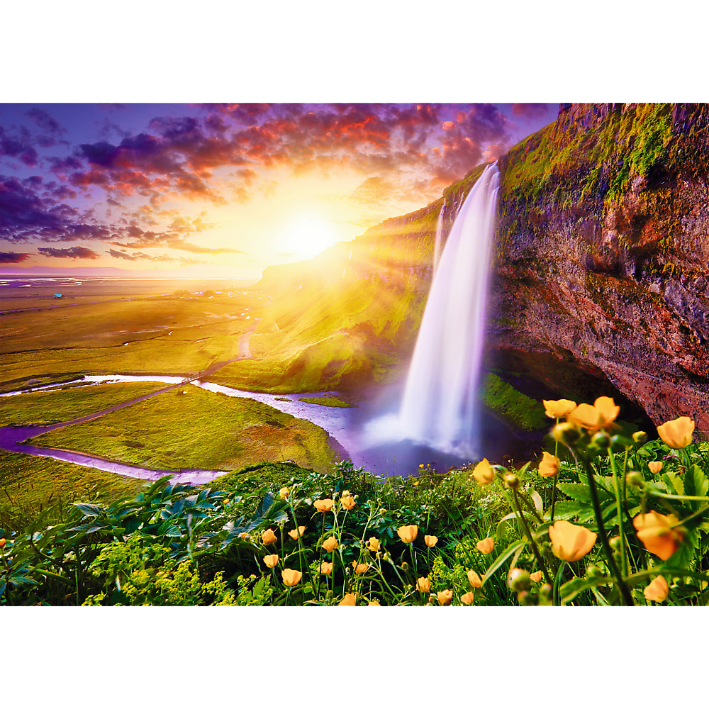 TREFL PRIME Jigsaw จิ๊กซอว์ จำนวน 1000 ชิ้น รุ่น Seljalandsfoss Waterfall, Iceland (68.3x48 cm.) ผลิตและนำเข้าจากยุโรป