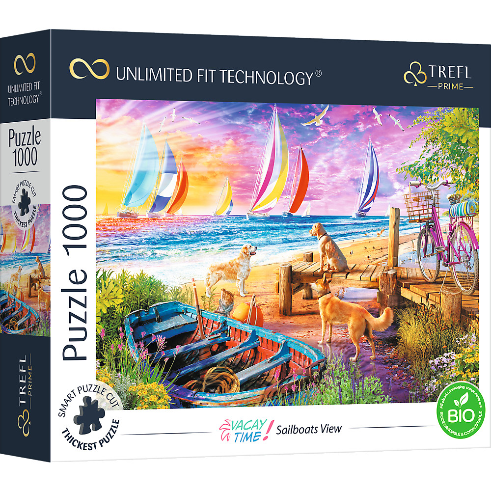 TREFL PRIME Jigsaw จิ๊กซอว์ จำนวน 1000 ชิ้น รุ่น Sailboats View (68.3x48 cm.) ผลิตและนำเข้าจากยุโรป