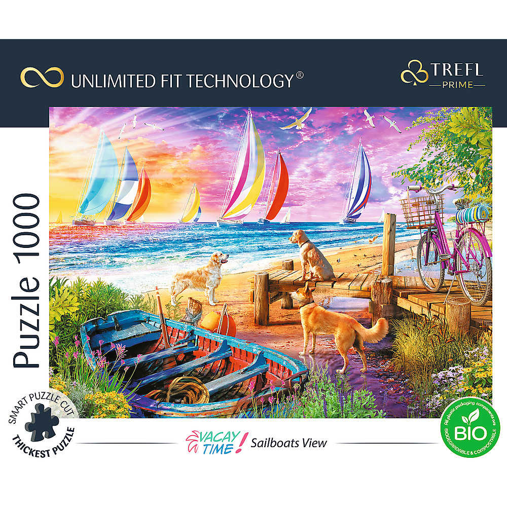 TREFL PRIME Jigsaw จิ๊กซอว์ จำนวน 1000 ชิ้น รุ่น Sailboats View (68.3x48 cm.) ผลิตและนำเข้าจากยุโรป