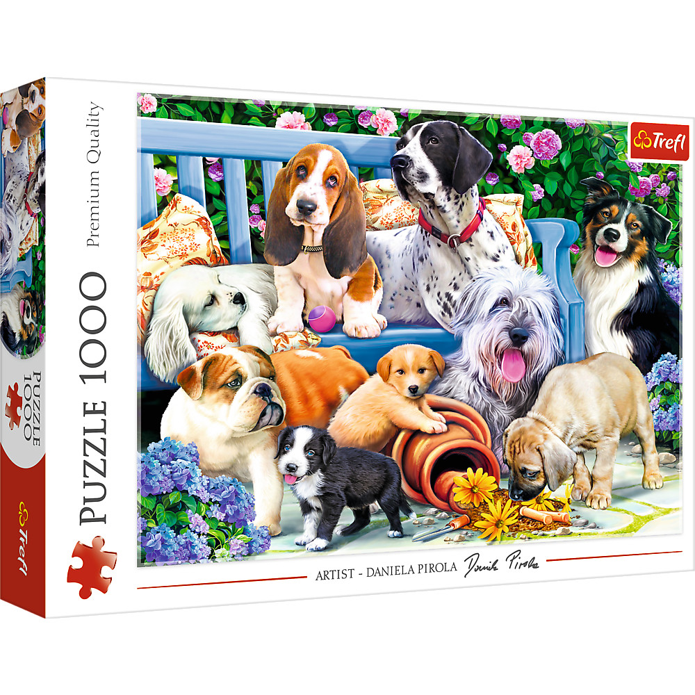 TREFL Jigsaw จิ๊กซอว์ จำนวน 1000 ชิ้น รุ่น Dogs in the garden (68.3x48 cm.) นำเข้าจากยุโรป พร้อมส่ง