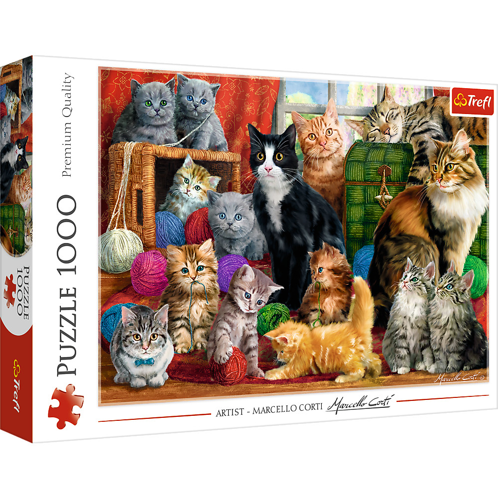 TREFL Jigsaw จิ๊กซอว์ 1000 ชิ้น รุ่น Feline meeting (68.3x48 cm.) ผลิตและนำเข้าจากยุโรป พร้อมส่ง