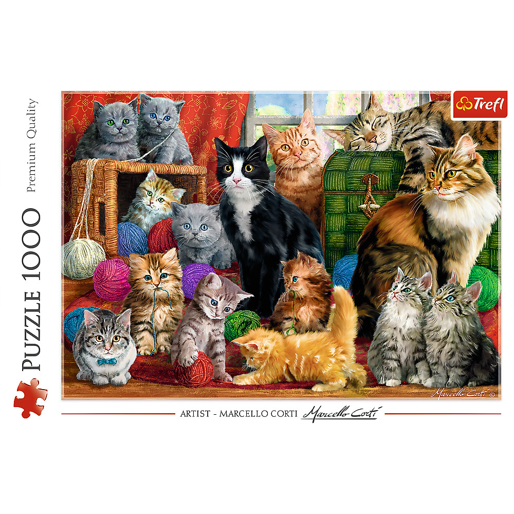 TREFL Jigsaw จิ๊กซอว์ 1000 ชิ้น รุ่น Feline meeting (68.3x48 cm.) ผลิตและนำเข้าจากยุโรป พร้อมส่ง