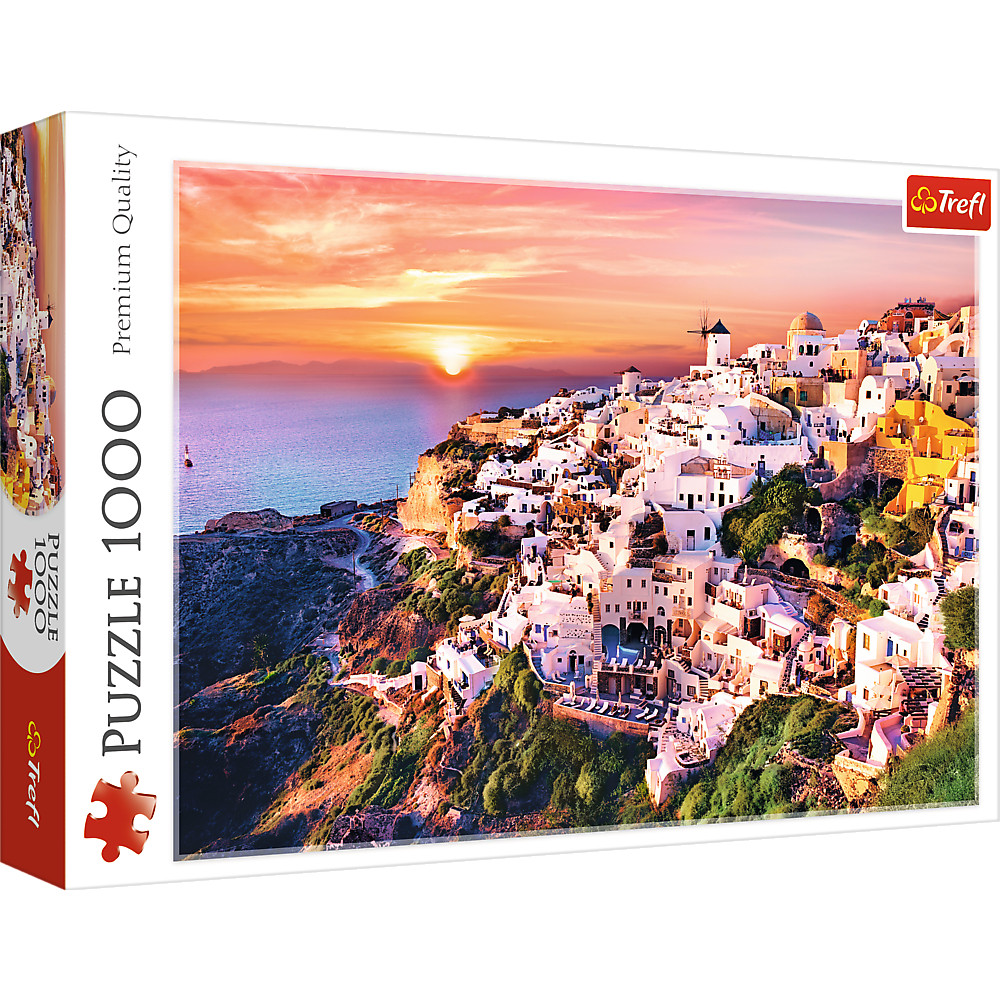 TREFL Jigsaw จิ๊กซอว์ จำนวน 1000 ชิ้น รุ่น Sunset Over Santorini, Greece (68.3x48 cm.) นำเข้าจากยุโรป คุณภาพสูง พร้อมส่ง