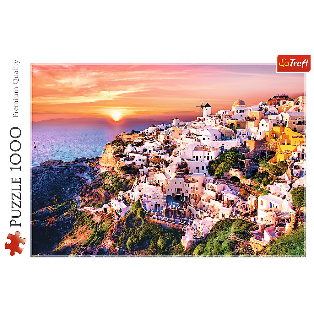 TREFL Jigsaw จิ๊กซอว์ จำนวน 1000 ชิ้น รุ่น Sunset Over Santorini, Greece (68.3x48 cm.) นำเข้าจากยุโรป คุณภาพสูง พร้อมส่ง