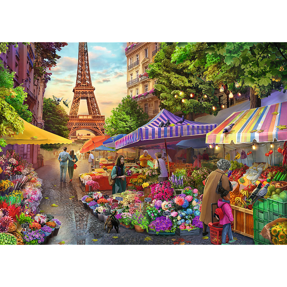 TREFL Premium Plus Jigsaw จิ๊กซอว์ 1000 ชิ้น รุ่น Flower Market, Paris (68.3x48 cm.) ผลิตและนำเข้าจากยุโรป