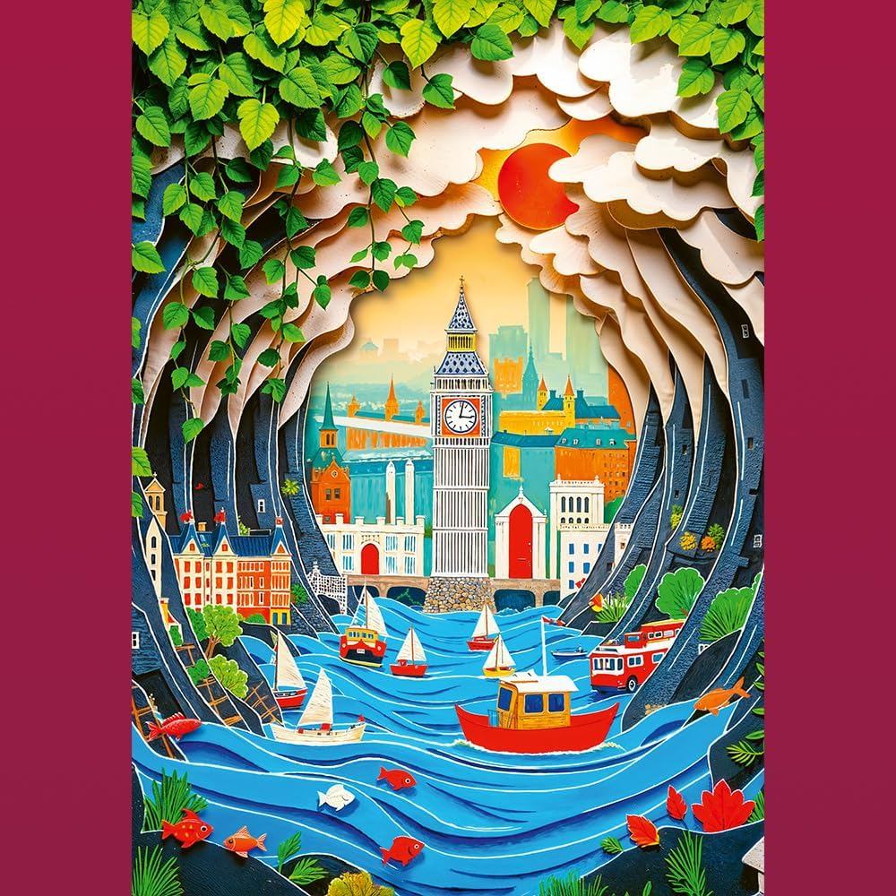 TREFL Premium Plus Jigsaw จิ๊กซอว์ 1000 ชิ้น รุ่น 40th London 3D Puzzle Paper Art (48x68.3 cm.) ผลิตและนำเข้าจากยุโรป