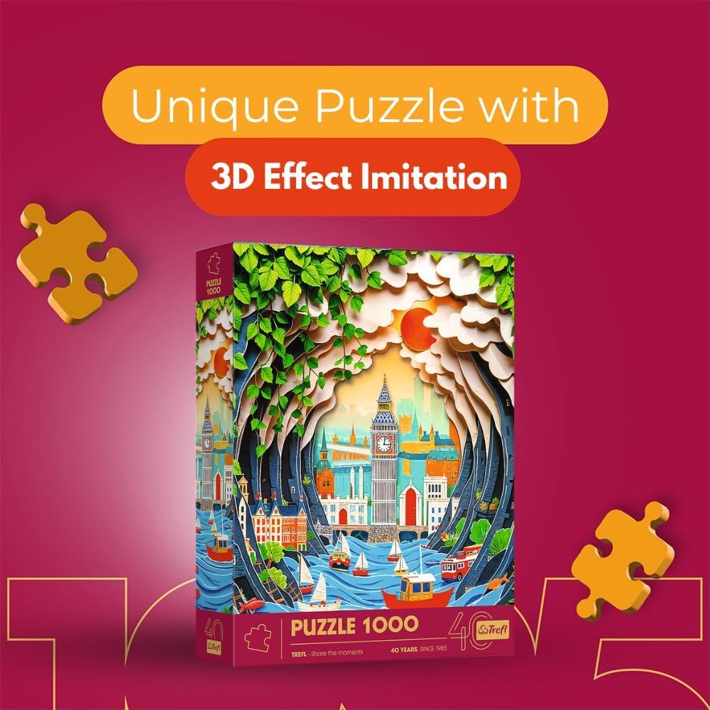 TREFL Premium Plus Jigsaw จิ๊กซอว์ 1000 ชิ้น รุ่น 40th London 3D Puzzle Paper Art (48x68.3 cm.) ผลิตและนำเข้าจากยุโรป