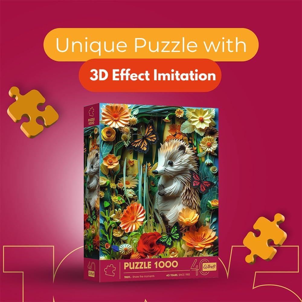 TREFL Premium Plus Jigsaw จิ๊กซอว์ 1000 ชิ้น รุ่น 40th Hedgehog 3D Puzzle Paper Art (48x68.3 cm.) ผลิตและนำเข้าจากยุโรป