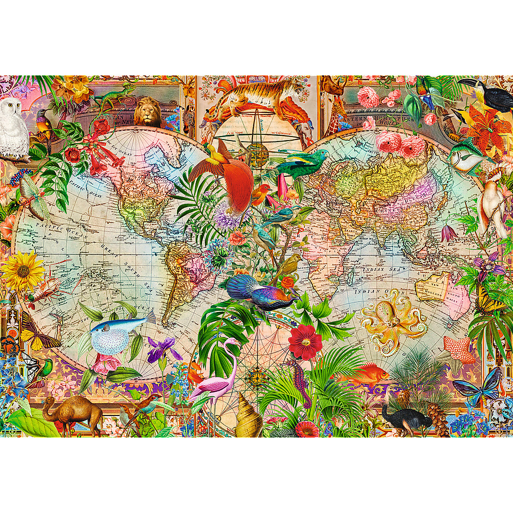 TREFL Premium Plus Jigsaw จิ๊กซอว์ 1000 ชิ้น รุ่น Antique World Map (68.3x48 cm.) ผลิตและนำเข้าจากยุโรป