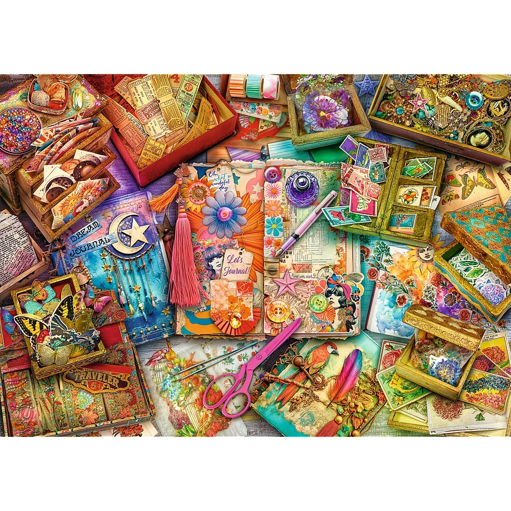 TREFL Premium Plus Jigsaw จิ๊กซอว์ 1000 ชิ้น รุ่น The Journaler's Desk (68.3x48 cm.) ผลิตและนำเข้าจากยุโรป พร้อมส่ง